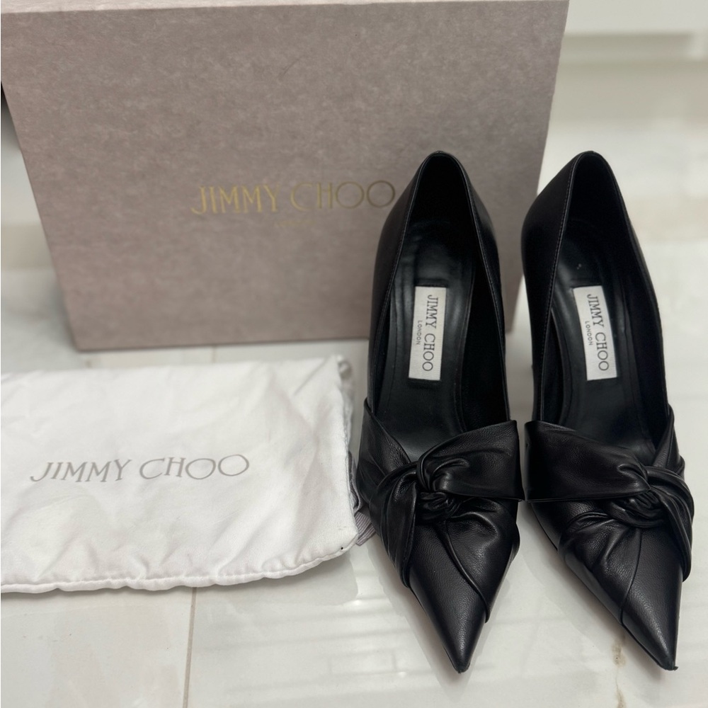 Jimmy Choo Black Heels with Bow Detail